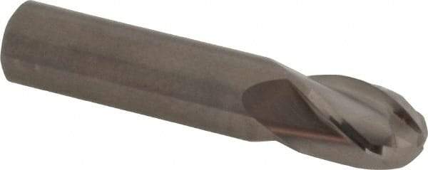Hertel - 1/2" Diam, 5/8" LOC, 4 Flute Solid Carbide Ball End Mill - Uncoated, Single End, 2-1/2" OAL, 1/2" Shank Diam - Eagle Tool & Supply