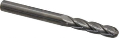 Hertel - 3/8" Diam, 1-3/4" LOC, 4 Flute Solid Carbide Ball End Mill - Uncoated, Single End, 4" OAL, 3/8" Shank Diam - Eagle Tool & Supply