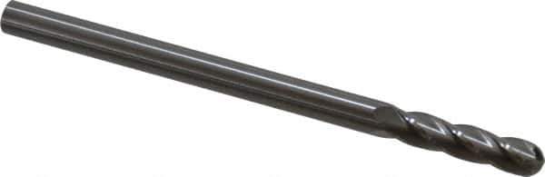Hertel - 3/8" Diam, 1-1/2" LOC, 4 Flute Solid Carbide Ball End Mill - Uncoated, Single End, 6" OAL, 3/8" Shank Diam - Eagle Tool & Supply