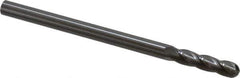 Hertel - 3/8" Diam, 1-1/2" LOC, 4 Flute Solid Carbide Ball End Mill - Uncoated, Single End, 6" OAL, 3/8" Shank Diam - Eagle Tool & Supply