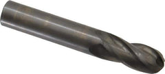 Hertel - 9/16" Diam, 1-1/4" LOC, 4 Flute Solid Carbide Ball End Mill - Uncoated, Single End, 3-1/2" OAL, 9/16" Shank Diam - Eagle Tool & Supply