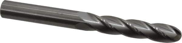 Hertel - 5/8" Diam, 3" LOC, 4 Flute Solid Carbide Ball End Mill - Uncoated, Single End, 6" OAL, 5/8" Shank Diam - Eagle Tool & Supply