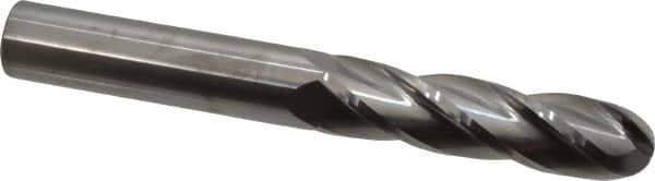Hertel - 3/4" Diam, 3" LOC, 4 Flute Solid Carbide Ball End Mill - Uncoated, Single End, 6" OAL, 3/4" Shank Diam - Eagle Tool & Supply