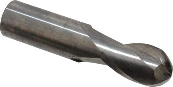 Hertel - 7/8" Diam, 1-1/2" LOC, 4 Flute Solid Carbide Ball End Mill - Uncoated, Single End, 4" OAL, 7/8" Shank Diam - Eagle Tool & Supply