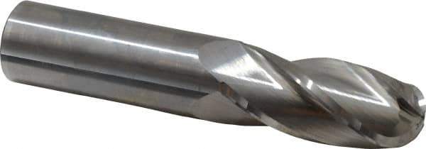 Hertel - 1" Diam, 2-1/4" LOC, 4 Flute Solid Carbide Ball End Mill - Uncoated, Single End, 5" OAL, 1" Shank Diam - Eagle Tool & Supply
