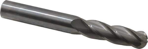 Hertel - 5/8" Diam, 2-1/4" LOC, 4 Flute Solid Carbide Ball End Mill - Uncoated, Single End, 5" OAL, 5/8" Shank Diam - Eagle Tool & Supply