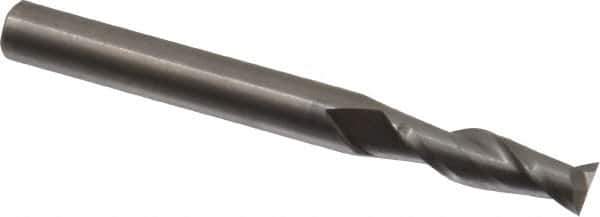 Hertel - 15/64", 3/4" LOC, 1/4" Shank Diam, 2-1/2" OAL, 2 Flute, Solid Carbide Square End Mill - Single End, Uncoated, Spiral Flute, 30° Helix, Centercutting, Right Hand Cut - Eagle Tool & Supply
