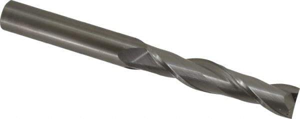 Hertel - 5/8", 3" LOC, 5/8" Shank Diam, 6" OAL, 2 Flute, Solid Carbide Square End Mill - Single End, Uncoated, Spiral Flute, 30° Helix, Centercutting, Right Hand Cut - Eagle Tool & Supply
