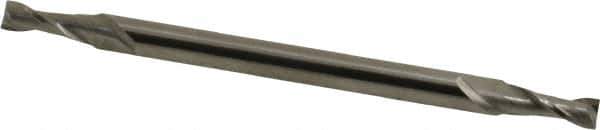 Hertel - 5/32", 7/16" LOC, 3/16" Shank Diam, 3" OAL, 2 Flute, Solid Carbide Square End Mill - Double End, Uncoated, Spiral Flute, 30° Helix, Centercutting, Right Hand Cut - Eagle Tool & Supply