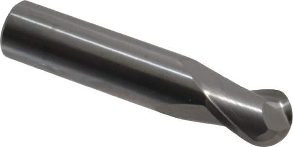 Hertel - 1/2" Diam, 5/8" LOC, 2 Flute Solid Carbide Ball End Mill - Uncoated, Single End, 2-1/2" OAL, 1/2" Shank Diam - Eagle Tool & Supply