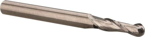 Hertel - 3/8" Diam, 1" LOC, 2 Flute Solid Carbide Ball End Mill - AlTiN Finish, Single End, 4" OAL, 3/8" Shank Diam, Spiral Flute - Eagle Tool & Supply