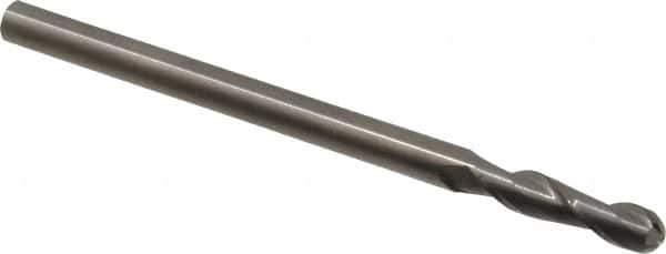 Hertel - 3/8" Diam, 1-1/2" LOC, 2 Flute Solid Carbide Ball End Mill - Uncoated, Single End, 6" OAL, 3/8" Shank Diam - Eagle Tool & Supply