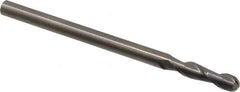Hertel - 3/8" Diam, 1-1/2" LOC, 2 Flute Solid Carbide Ball End Mill - Uncoated, Single End, 6" OAL, 3/8" Shank Diam - Eagle Tool & Supply