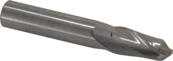 Hertel - 9/16" Diam, 1-1/4" LOC, 2 Flute Solid Carbide Ball End Mill - Uncoated, Single End, 3-1/2" OAL, 9/16" Shank Diam - Eagle Tool & Supply