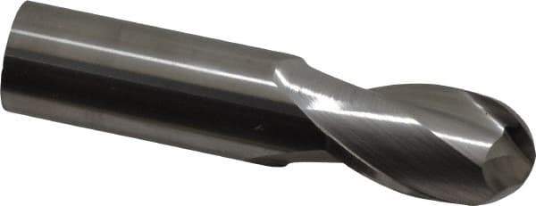 Hertel - 7/8" Diam, 1-1/2" LOC, 2 Flute Solid Carbide Ball End Mill - Uncoated, Single End, 4" OAL, 7/8" Shank Diam - Eagle Tool & Supply