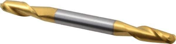 Hertel - 1/4" Diam, 5/8" LOC, 2 Flute Solid Carbide Ball End Mill - TiN Finish, Double End, 3" OAL, 1/4" Shank Diam - Eagle Tool & Supply