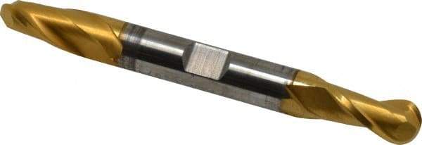 Hertel - 3/8" Diam, 3/4" LOC, 2 Flute Solid Carbide Ball End Mill - TiN Finish, Double End, 3-1/2" OAL, 3/8" Shank Diam - Eagle Tool & Supply