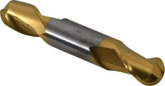 Hertel - 1/2" Diam, 5/8" LOC, 2 Flute Solid Carbide Ball End Mill - TiN Finish, Double End, 3" OAL, 1/2" Shank Diam - Eagle Tool & Supply