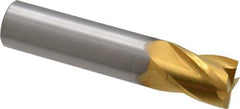 Hertel - 5/8", 3/4" LOC, 5/8" Shank Diam, 3" OAL, 4 Flute, Solid Carbide Square End Mill - Single End, TiN Finish, Spiral Flute, 30° Helix, Centercutting, Right Hand Cut, Right Hand Flute - Eagle Tool & Supply