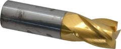 Hertel - 3/4", 1" LOC, 3/4" Shank Diam, 3" OAL, 4 Flute, Solid Carbide Square End Mill - Single End, TiN Finish, Spiral Flute, 30° Helix, Centercutting, Right Hand Cut, Right Hand Flute - Eagle Tool & Supply