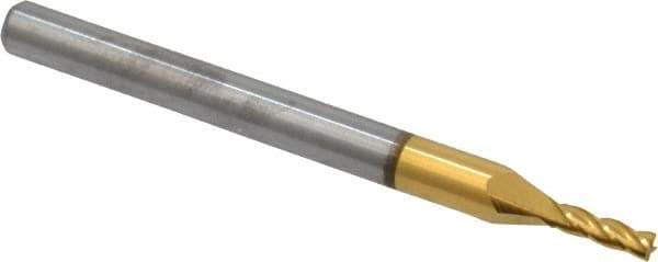Hertel - 1/16", 3/16" LOC, 1/8" Shank Diam, 1-1/2" OAL, 4 Flute, Solid Carbide Square End Mill - Single End, TiN Finish, Spiral Flute, 30° Helix, Centercutting, Right Hand Cut, Right Hand Flute - Eagle Tool & Supply