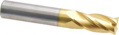 Hertel - 9/16", 1-1/4" LOC, 9/16" Shank Diam, 3-1/2" OAL, 4 Flute, Solid Carbide Square End Mill - Single End, TiN Finish, Spiral Flute, 30° Helix, Centercutting, Right Hand Cut, Right Hand Flute - Eagle Tool & Supply
