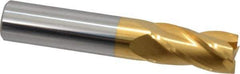 Hertel - 5/8", 1-1/4" LOC, 5/8" Shank Diam, 3-1/2" OAL, 4 Flute, Solid Carbide Square End Mill - Single End, TiN Finish, Spiral Flute, 30° Helix, Centercutting, Right Hand Cut - Eagle Tool & Supply
