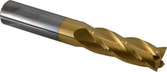 Hertel - 3/4", 2-1/4" LOC, 3/4" Shank Diam, 5" OAL, 4 Flute, Solid Carbide Square End Mill - Single End, TiN Finish, Spiral Flute, 30° Helix, Centercutting, Right Hand Cut - Eagle Tool & Supply