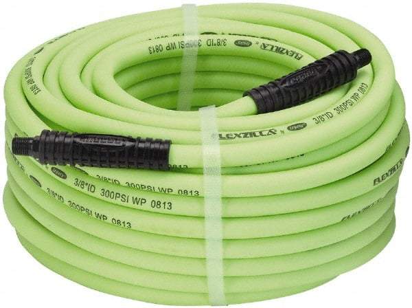 Legacy - 3/8" ID x 0.61" OD 100' Long Multipurpose Air Hose - MNPT x MNPT Ends, 300 Working psi, 140°, 1/4" Fitting, Green - Eagle Tool & Supply