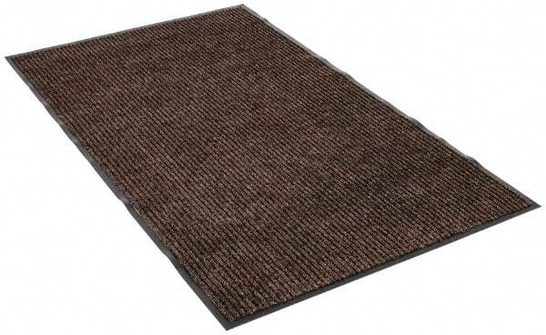 PRO-SAFE - 5 Ft. Long x 3 Ft. Wide, Poly Blended Carpet Surface, Ribbed Entrance Matting - 5/16 Inch Thick, Indoor, Medium Traffic, Vinyl, Brown - Eagle Tool & Supply