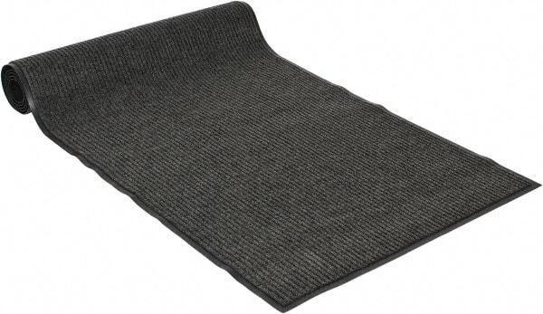 PRO-SAFE - 10 Ft. Long x 3 Ft. Wide, Poly Blended Carpet Surface, Ribbed Entrance Matting - 5/16 Inch Thick, Indoor, Medium Traffic, Vinyl, Gray - Eagle Tool & Supply