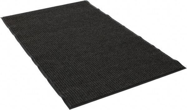 PRO-SAFE - 5 Ft. Long x 3 Ft. Wide, Poly Blended Carpet Surface, Ribbed Entrance Matting - 5/16 Inch Thick, Indoor, Medium Traffic, Vinyl, Gray - Eagle Tool & Supply