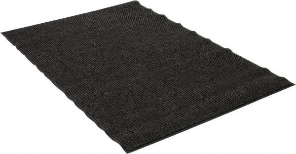 PRO-SAFE - 6 Ft. Long x 4 Ft. Wide, Poly Blended Carpet Surface, Ribbed Entrance Matting - 5/16 Inch Thick, Indoor, Medium Traffic, Vinyl, Gray - Eagle Tool & Supply