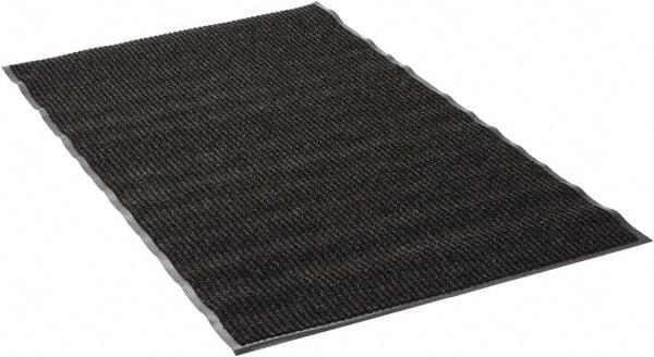 PRO-SAFE - 5 Ft. Long x 3 Ft. Wide, Poly Blended Carpet Surface, Ribbed Entrance Matting - 5/16 Inch Thick, Indoor, Medium Traffic, Vinyl, Black - Eagle Tool & Supply