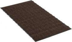 PRO-SAFE - 5 Ft. Long x 3 Ft. Wide, Poly Blended Carpet Surface, Chevron Ribbed Entrance Matting - 5/16 Inch Thick, Indoor, Medium Traffic, Vinyl, Brown, 4 Edged Side - Eagle Tool & Supply