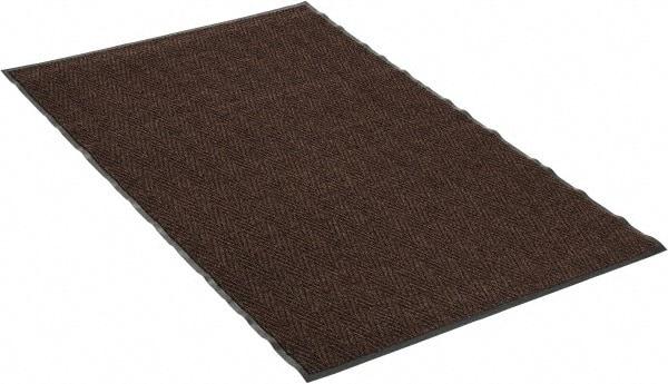 PRO-SAFE - 6 Ft. Long x 4 Ft. Wide, Poly Blended Carpet Surface, Chevron Ribbed Entrance Matting - 5/16 Inch Thick, Indoor, Medium Traffic, Vinyl, Brown, 4 Edged Side - Eagle Tool & Supply