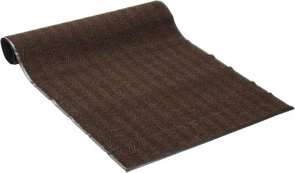 PRO-SAFE - 8 Ft. Long x 4 Ft. Wide, Poly Blended Carpet Surface, Chevron Ribbed Entrance Matting - 5/16 Inch Thick, Indoor, Medium Traffic, Vinyl, Brown, 4 Edged Side - Eagle Tool & Supply