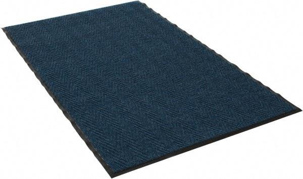 PRO-SAFE - 5 Ft. Long x 3 Ft. Wide, Poly Blended Carpet Surface, Chevron Ribbed Entrance Matting - 5/16 Inch Thick, Indoor, Medium Traffic, Vinyl, Blue, 4 Edged Side - Eagle Tool & Supply