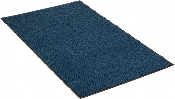 PRO-SAFE - 6 Ft. Long x 4 Ft. Wide, Poly Blended Carpet Surface, Chevron Ribbed Entrance Matting - 5/16 Inch Thick, Indoor, Medium Traffic, Vinyl, Blue, 4 Edged Side - Eagle Tool & Supply