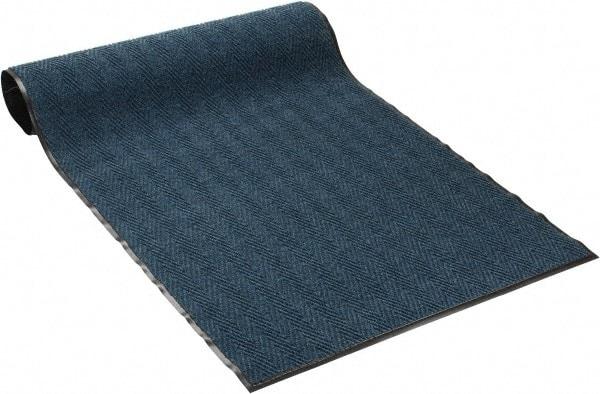PRO-SAFE - 8 Ft. Long x 4 Ft. Wide, Poly Blended Carpet Surface, Chevron Ribbed Entrance Matting - 5/16 Inch Thick, Indoor, Medium Traffic, Vinyl, Blue, 4 Edged Side - Eagle Tool & Supply