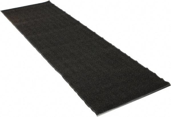 PRO-SAFE - 10 Ft. Long x 3 Ft. Wide, Poly Blended Carpet Surface, Chevron Ribbed Entrance Matting - 5/16 Inch Thick, Indoor, Medium Traffic, Vinyl, Charcoal, 4 Edged Side - Eagle Tool & Supply