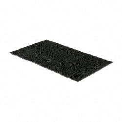 PRO-SAFE - 5 Ft. Long x 3 Ft. Wide, Poly Blended Carpet Surface, Chevron Ribbed Entrance Matting - 5/16 Inch Thick, Indoor, Medium Traffic, Vinyl, Charcoal, 4 Edged Side - Eagle Tool & Supply
