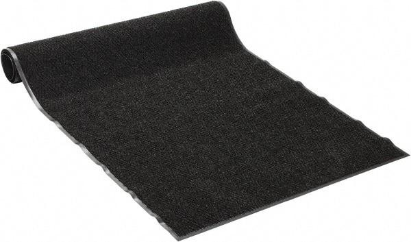 PRO-SAFE - 8 Ft. Long x 4 Ft. Wide, Poly Blended Carpet Surface, Chevron Ribbed Entrance Matting - 5/16 Inch Thick, Indoor, Medium Traffic, Vinyl, Charcoal, 4 Edged Side - Eagle Tool & Supply