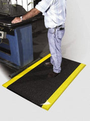 PRO-SAFE - 20' Long x 2' Wide, Dry Environment, Anti-Fatigue Matting - Black with Yellow Borders, Urethane with Vinyl Sponge Base, Beveled on 4 Sides - Eagle Tool & Supply