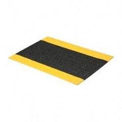 PRO-SAFE - 3' Long x 2' Wide, Dry Environment, Anti-Fatigue Matting - Black with Yellow Borders, Urethane with Vinyl Sponge Base, Beveled on 4 Sides - Eagle Tool & Supply
