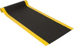 PRO-SAFE - 12' Long x 3' Wide, Dry Environment, Anti-Fatigue Matting - Black with Yellow Borders, Urethane with Vinyl Sponge Base, Beveled on 4 Sides - Eagle Tool & Supply