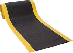 PRO-SAFE - 60' Long x 3' Wide, Dry Environment, Anti-Fatigue Matting - Black with Yellow Borders, Urethane with Vinyl Sponge Base, Beveled on 4 Sides - Eagle Tool & Supply
