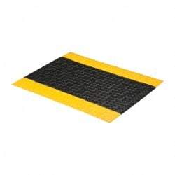 PRO-SAFE - 3' Long x 2' Wide, Dry Environment, Anti-Fatigue Matting - Black with Yellow Borders, Vinyl with Vinyl Sponge Base, Beveled on 4 Sides - Eagle Tool & Supply