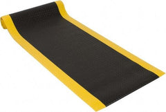 PRO-SAFE - 12' Long x 3' Wide, Dry Environment, Anti-Fatigue Matting - Black with Yellow Borders, Vinyl with Vinyl Sponge Base, Beveled on 4 Sides - Eagle Tool & Supply