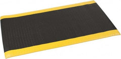 PRO-SAFE - 5' Long x 3' Wide, Dry Environment, Anti-Fatigue Matting - Black with Yellow Borders, Vinyl with Vinyl Sponge Base, Beveled on 4 Sides - Eagle Tool & Supply